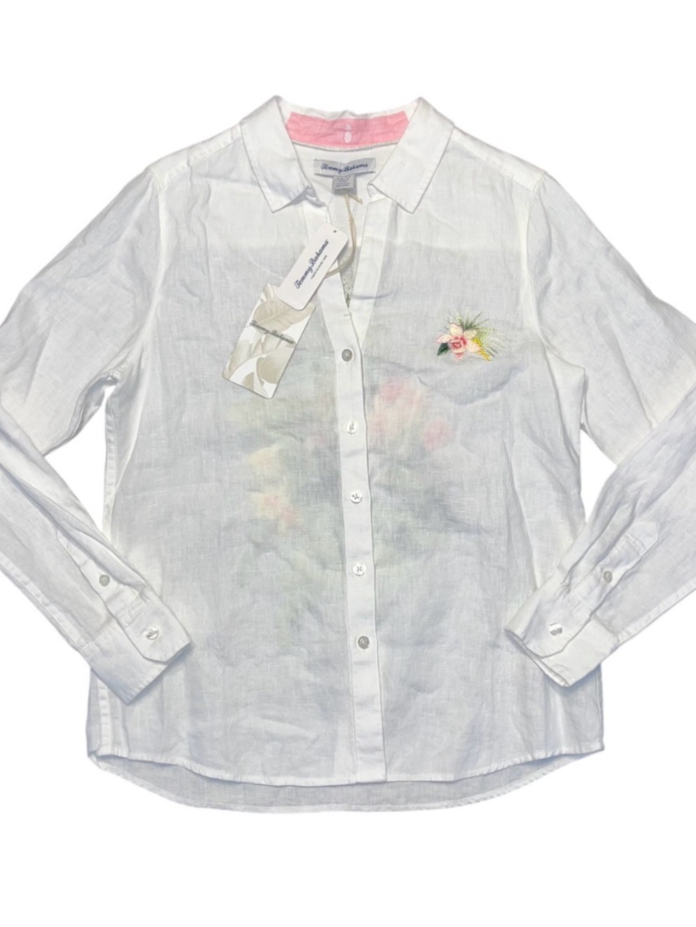 Tommy Bahama Flora Riviera Embroidered White Long Sleeve Button Collar XS NWT